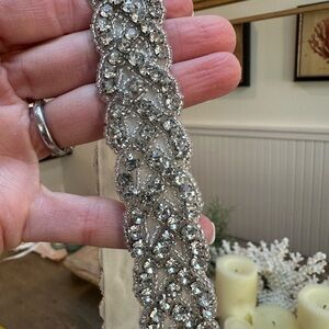 White Ribbon with Rhinestone Accents